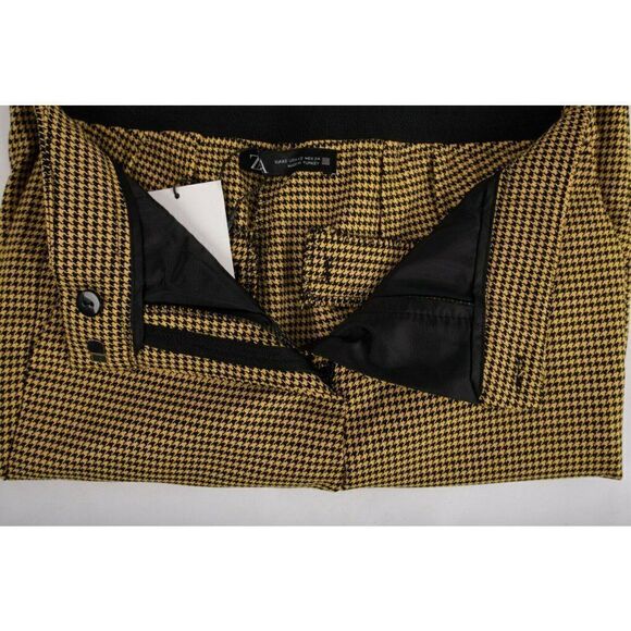 Zara Womens Jogger Pants Yellow Black Houndstooth - Picture 7 of 9